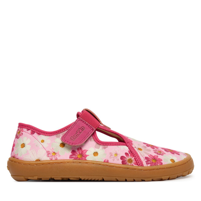 Kapcie Froddo Barefoot Canvas T-Bar G1700439-4 D Różowy - dziewczęce
