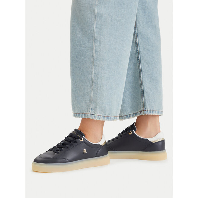 Sneakersy Tommy Hilfiger Th Chic Sneaker Elevated FW0FW09400 Granatowy - kobiece