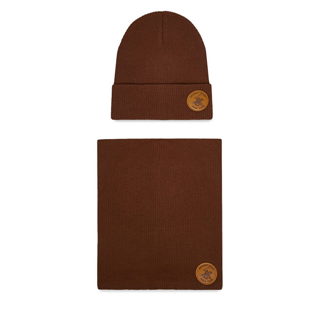Komplet czapka i komin Beverly Hills Polo Club CEO-BHPC-ACCCS-02 Brązowy -