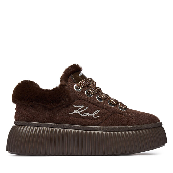 Sneakersy KARL LAGERFELD Kreeper Lo KL42312L Brązowy ciemny - kobiece