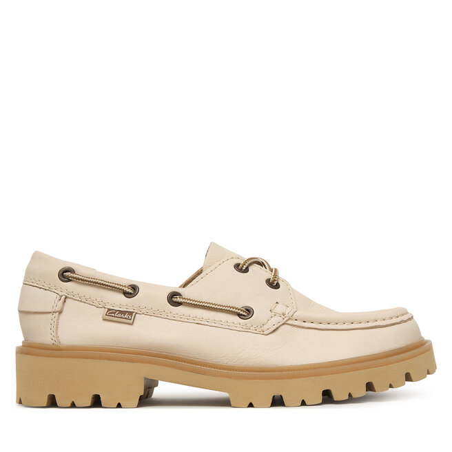 Sneakersy Clarks Cleyhill Boat. 26187841 Écru - kobiece