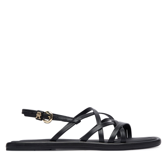Sandały Tommy Hilfiger Flat Strappy FW0FW09220 Czarny - kobiece