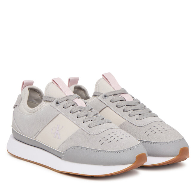 Sneakersy Calvin Klein Retro Runner Sock Laceup Neo Mix HW0HW03250 Szary - kobiece