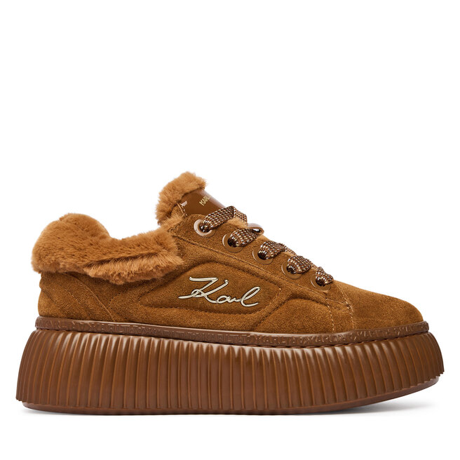 Sneakersy KARL LAGERFELD Kreeper Lo KL42312L Brązowy - kobiece