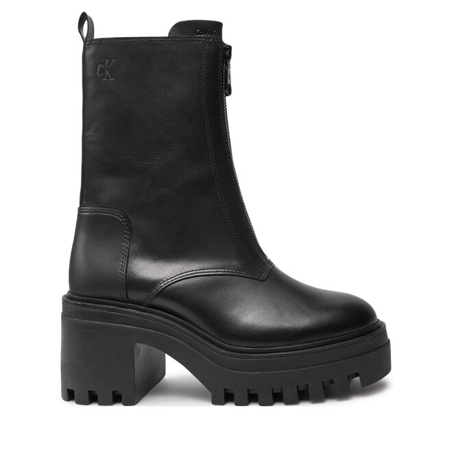 Botki Calvin Klein Jeans Chunky Heeled Zip YW0YW01541 Czarny - kobiece