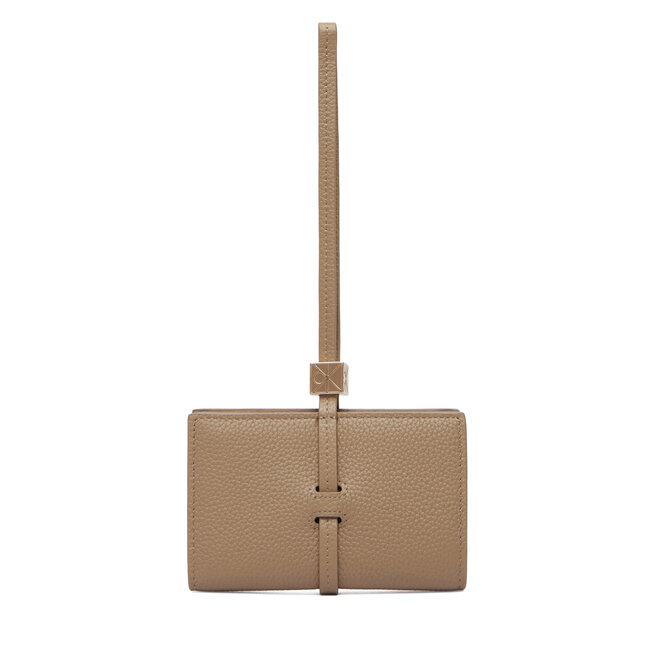 Portfel Calvin Klein Emblem Hw Pebble Wallet On Strap LV04F1130G Beżowy -