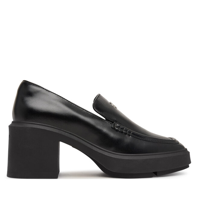 Półbuty Calvin Klein Block Heel Loafer Lth Hdw HW0HW03176 Czarny - kobiece