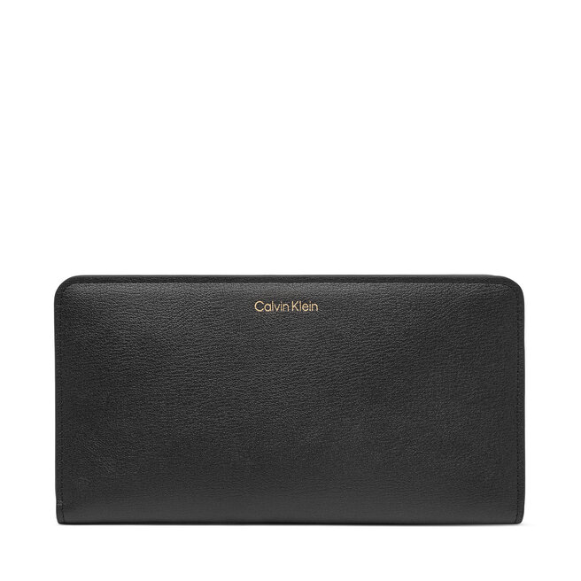 Portfel Calvin Klein Foil Logo Passport Longfold LV04F1205G Czarny -