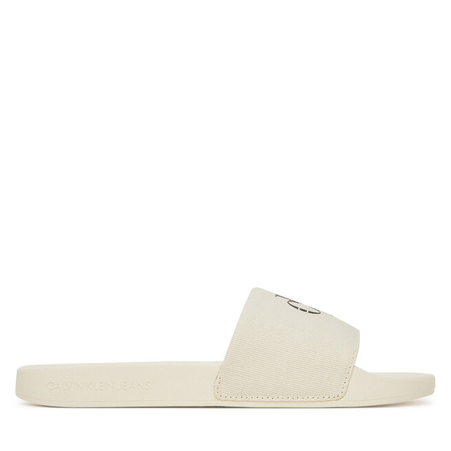 Japonki Calvin Klein Jeans Slide Monogram Wn Logo Ck YW0YW01967 Beżowy -