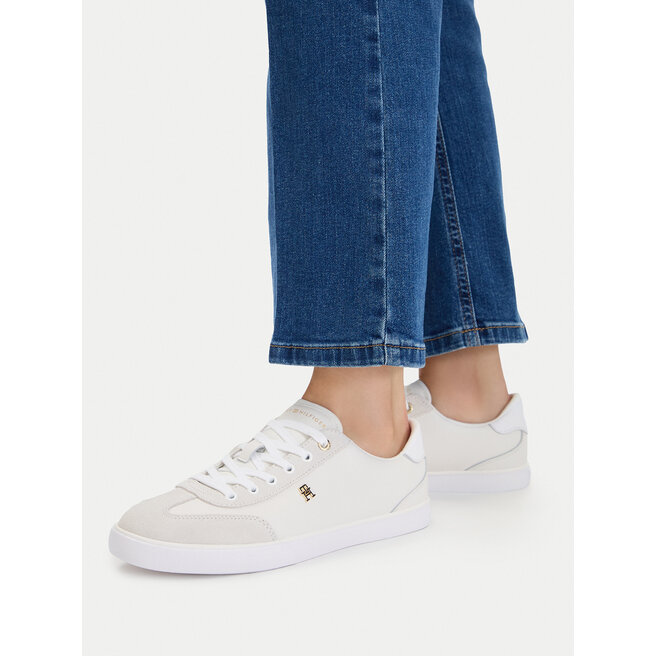 Sneakersy Tommy Hilfiger Th Chic Low Vulc FW0FW09391 Kremowy - kobiece