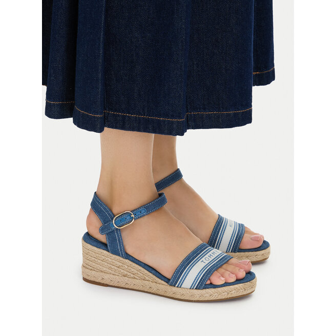 Espadryle Tommy Hilfiger Mid Wedge Espad Webbing FW0FW09230 Niebieski - kobiece