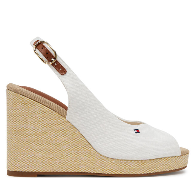 Espadryle Tommy Hilfiger Flag High Wedge Espad Slingback FW0FW08597 Biały - kobiece