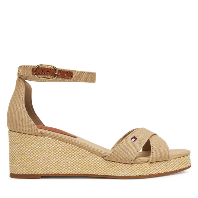 Espadryle Tommy Hilfiger Flag Criss-Cros Mid Wedge Espad FW0FW08481 Beżowy - kobiece