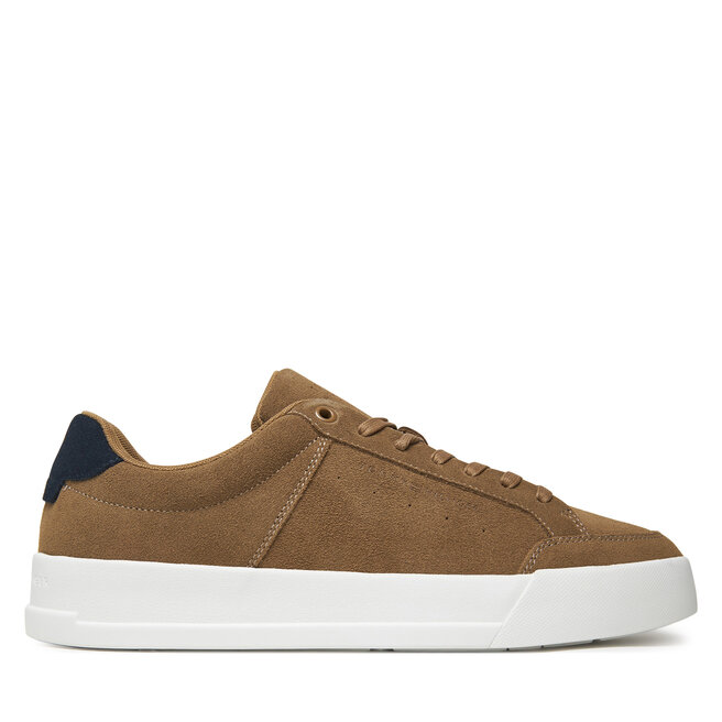 Sneakersy Tommy Hilfiger Th Court Summer Suede FM0FM05517 Brązowy - męskie