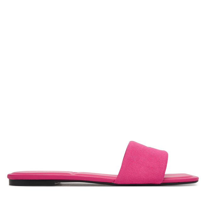 Klapki Calvin Klein Square Flat Sndl Canvas Hw HW0HW03129 Różowy -