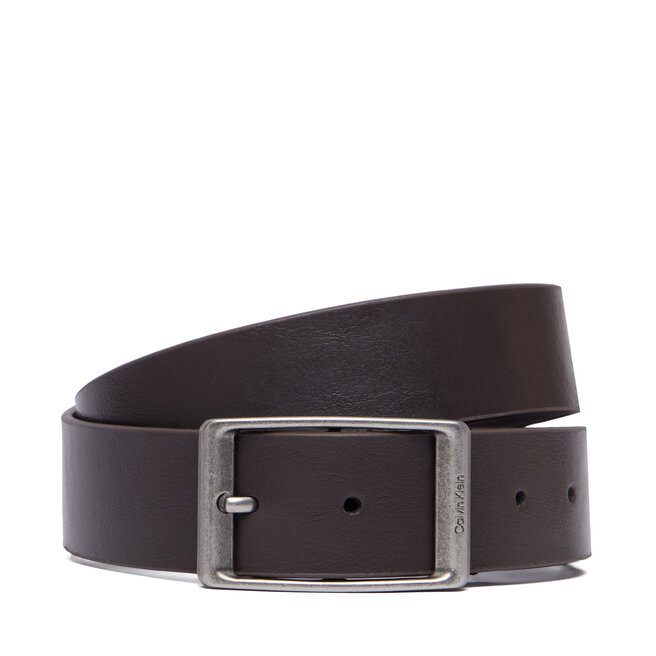 Pasek Calvin Klein Casual Round Buckle Tumbled 35Mm LV04D7123G Brązowy ciemny -