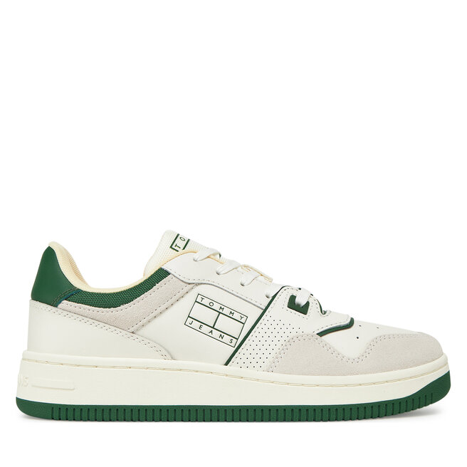 Sneakersy Tommy Jeans Tjw Retro Basket Washed Suede EN0EN02773 Biały - kobiece