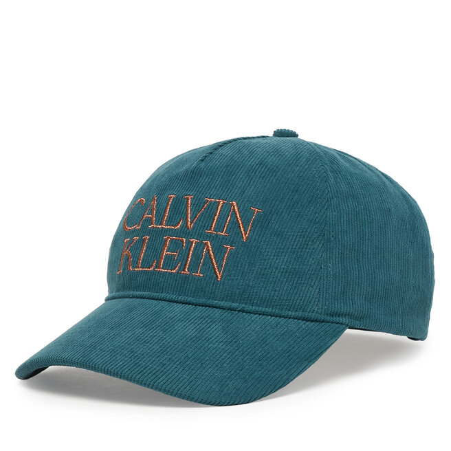 Czapka z daszkiem Calvin Klein Corduroy Graphic 5 Panel Cap LV04D5064G Granatowy -