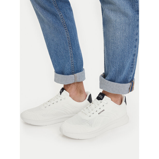 Sneakersy Tommy Hilfiger Lightweight Runner Mix FM0FM05755 Biały - męskie
