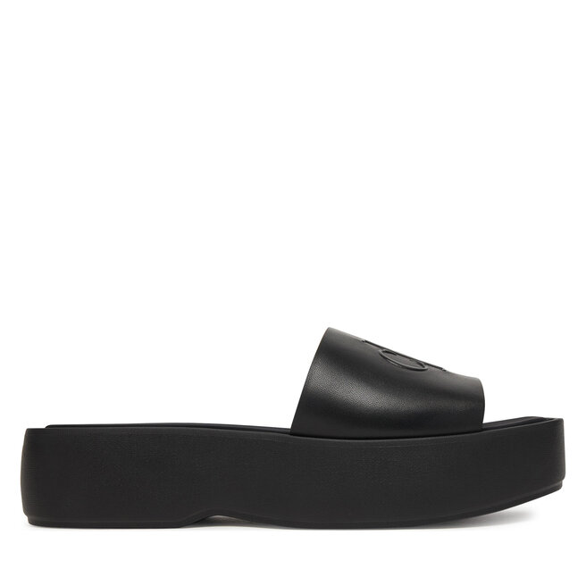 Klapki Calvin Klein Flatf Sndl Lth Mg HW0HW03026 Czarny -