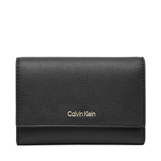 Portfel Calvin Klein Foil Logo Trifold W/ Zip Pocket LV04F1117G Czarny -