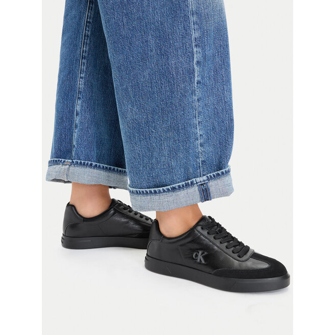 Sneakersy Calvin Klein Low Pro Cups Wingt Text Lth Sue HW0HW03226 Czarny - kobiece