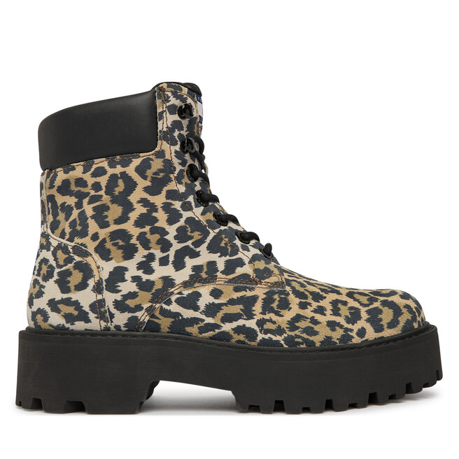 Trzewiki Tommy Jeans Tjw Platform Cheetah Boots EN0EN03140 Brązowy - kobiece