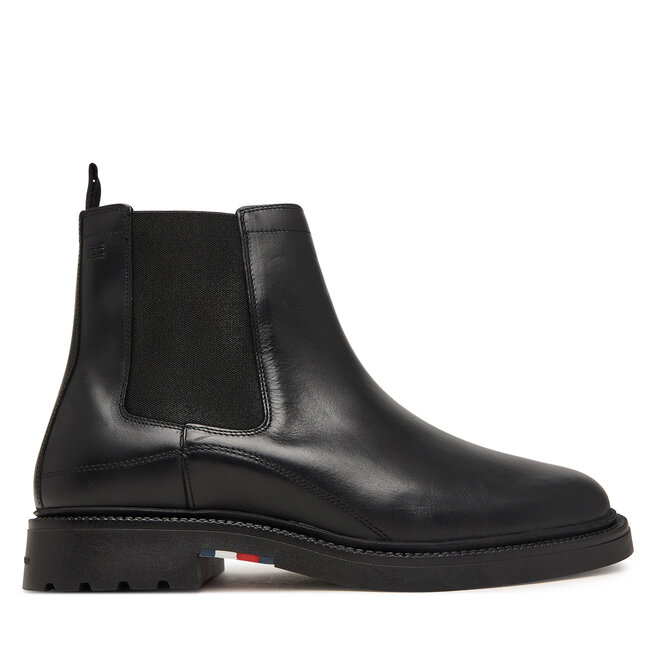 Sztyblety Tommy Hilfiger Corporate Casual Lth Chelsea FM0FM05966 Czarny - męskie