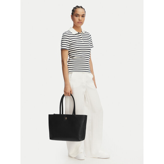 Torebka Tommy Hilfiger Th Logotape Tote AW0AW18742 Czarny -