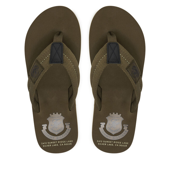 Japonki Tommy Hilfiger Patch Hilfiger Beach Sandal FM0FM05804 Zielony -