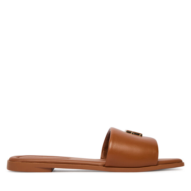 Klapki Tommy Hilfiger Th Logo Hardware Leather Mule FW0FW09292 Brązowy -