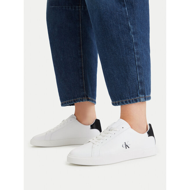 Sneakersy Calvin Klein Low Pro Cups Lth Ml HW0HW03146 Biały - kobiece