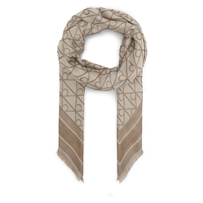 Chusta Calvin Klein Emblem Aop Jacquard Square Scarf LV04F8080G Beżowy -