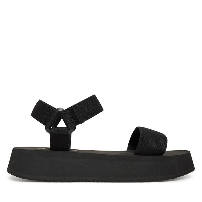 Sandały Calvin Klein Jeans Sandal Velcro Webbing Mg YW0YW01693 Czarny - kobiece