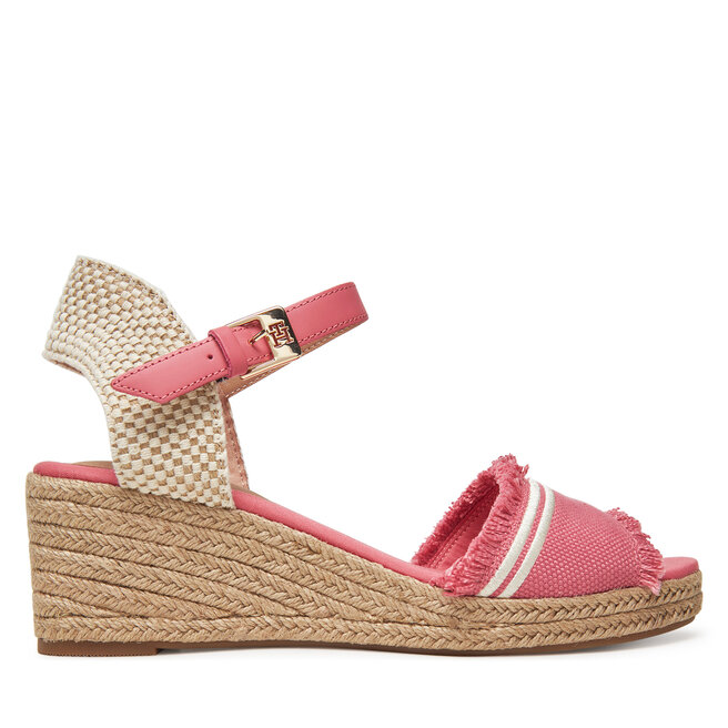 Espadryle Tommy Hilfiger Fringe Canvas Medium Wedge FW0FW08879 Różowy - kobiece