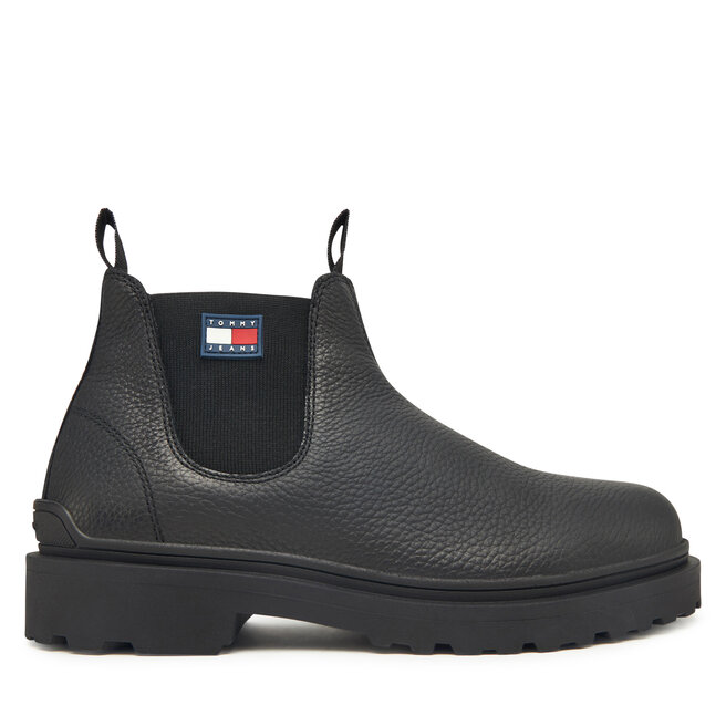 Sztyblety Tommy Jeans Tjm Chelsea Leather Wl EM0EM01670 Czarny - męskie