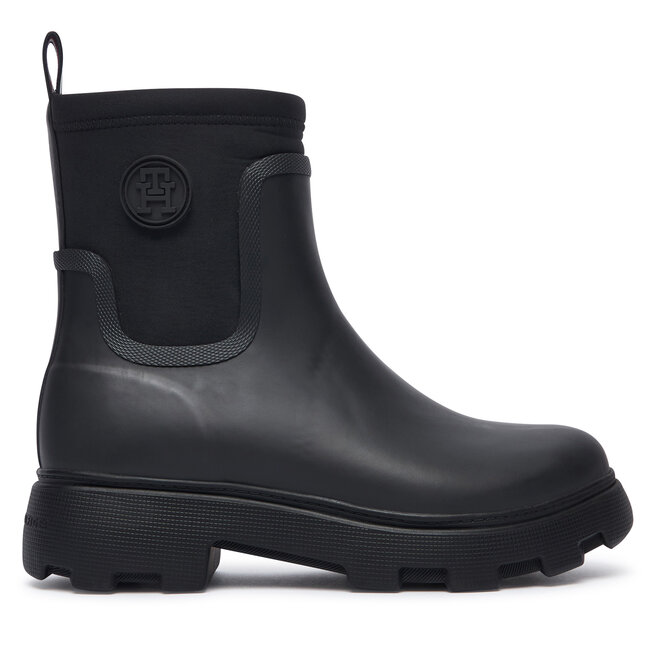 Kalosze Tommy Hilfiger Th Stamp Warm Ankle Rain Boot FW0FW09544 Czarny - kobiece