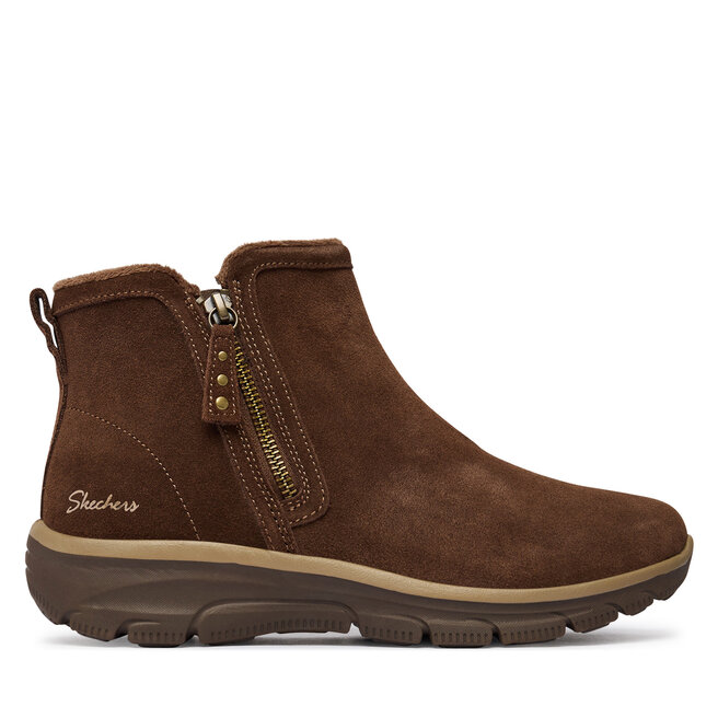 Botki Skechers Easy Going - Urban Zip 168188 Brązowy - kobiece