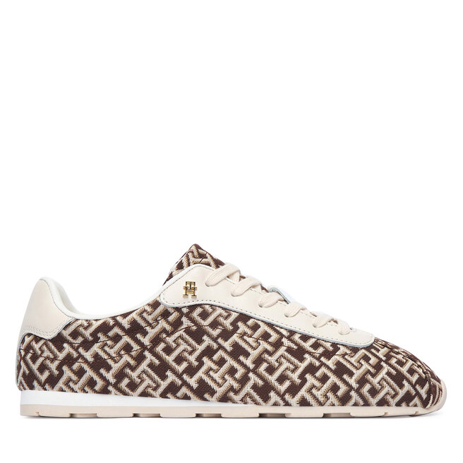 Sneakersy Tommy Hilfiger Bella Monogram Sneaker FW0FW09523 Brązowy - kobiece