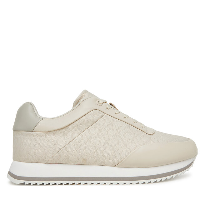 Sneakersy Calvin Klein Runner Lace Up - Jacq HW0HW02413 Écru - kobiece