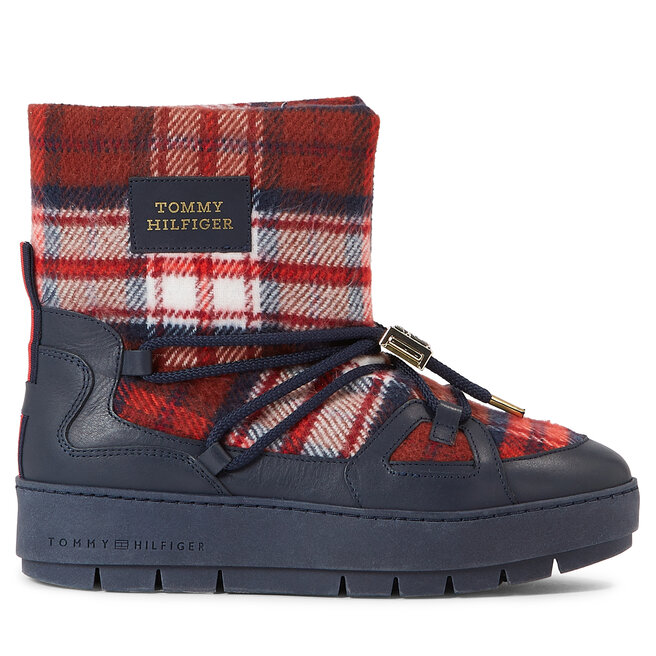 Śniegowce Tommy Hilfiger Tartan Snowboot FW0FW07612 Niebieski - kobiece