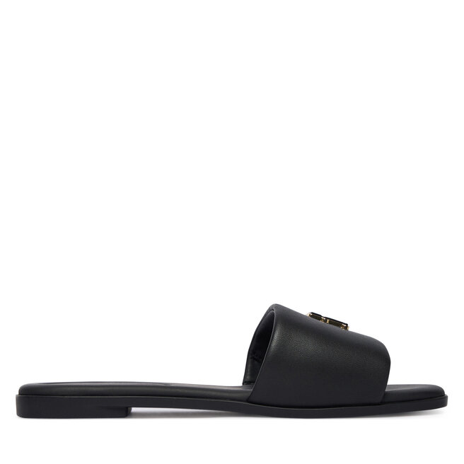 Klapki Tommy Hilfiger Th Logo Hardware Leather Mule FW0FW09292 Czarny -