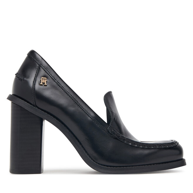 Półbuty Tommy Hilfiger Square Toe Heeled Loafer FW0FW09493 Czarny - kobiece