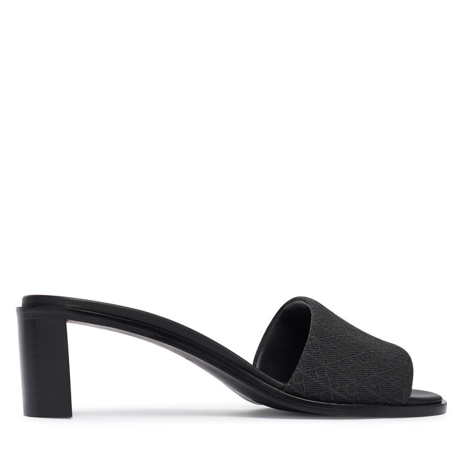 Klapki Calvin Klein Block Heel Sandal Aop HW0HW03016 Czarny -