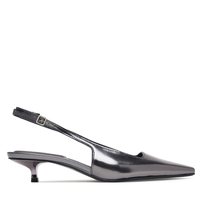 Czółenka Calvin Klein Kitten Heel Pump Sling Mirr Lth HW0HW03275 Srebrny - kobiece