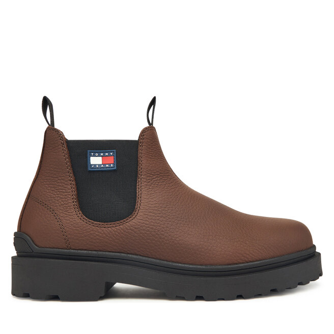 Sztyblety Tommy Jeans Tjm Chelsea Leather Wl EM0EM01670 Brązowy - męskie