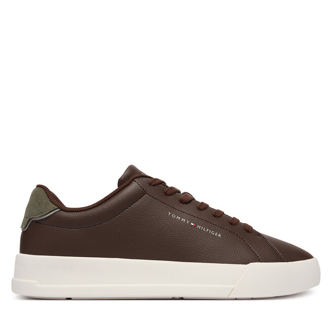 Sneakersy Tommy Hilfiger Th Court Lth Detail Ess FM0FM05367 Brązowy - męskie