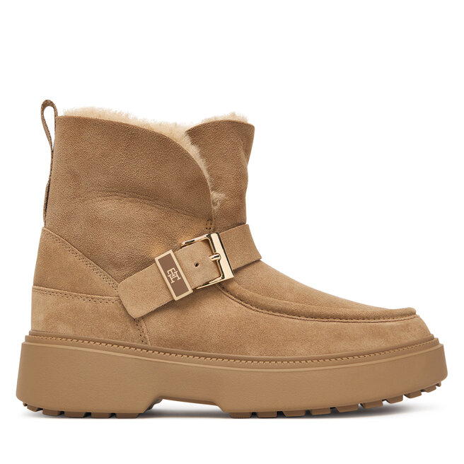 Śniegowce Tommy Hilfiger Th Buckle Shearling Snow Boot FW0FW09687 Beżowy - kobiece
