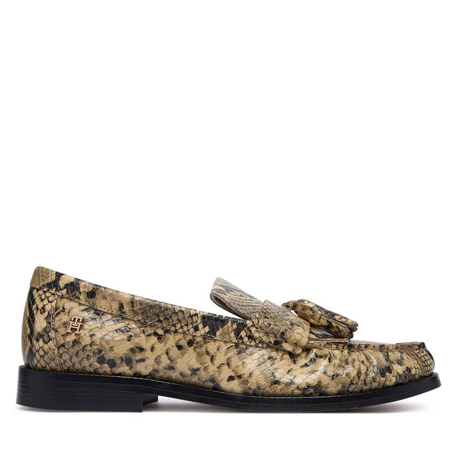 Mokasyny Tommy Hilfiger Th Loafer Tassel Snake FW0FW09500 Beżowy -