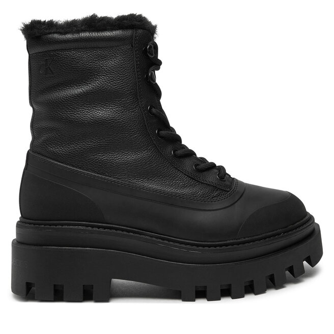 Trapery Calvin Klein Jeans Flatform Lace Up Boot Padded YW0YW01557 Czarny - kobiece